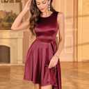 ZAFUL Satin Cocktail Dress for Women Wedding Guest Short Mini A-Line Dress (S)