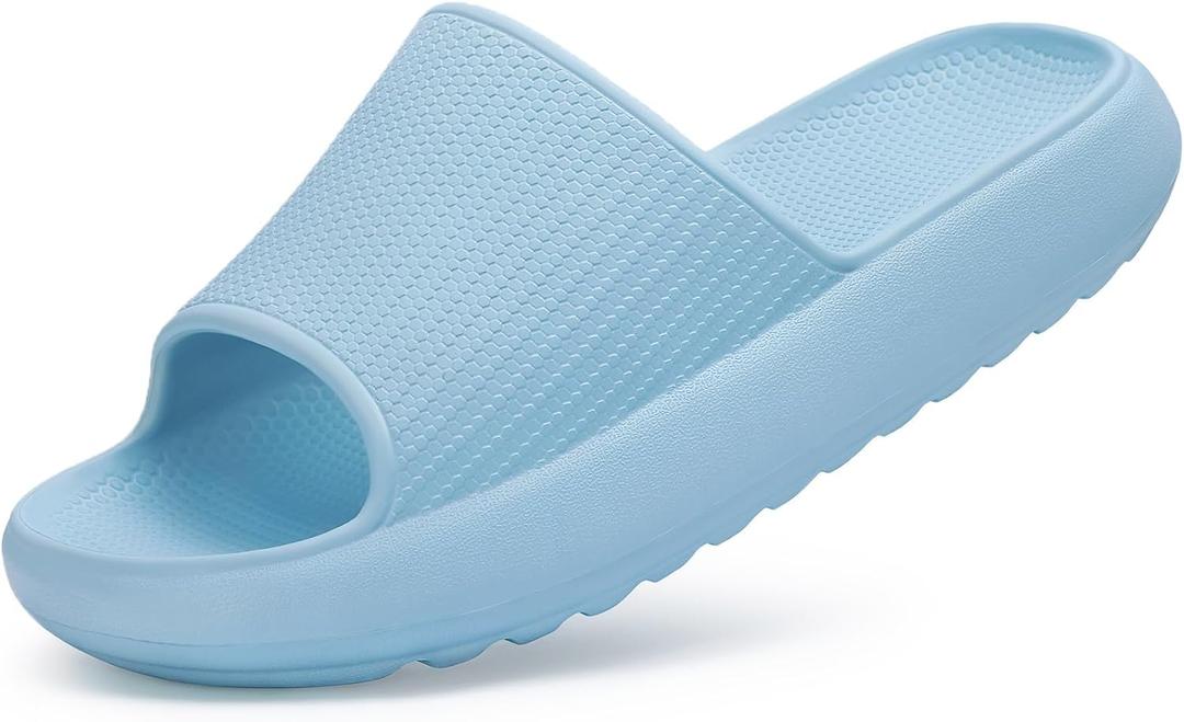 Comwarm Cloud Slide Sandals for Women Men Ultra Comfort Recovery Pillow Slippers Soft Summer Beach Shoes with Low Arch Support (Blue, L)