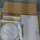 350PCS Clear Plastic Plates with Gold Trim for 50 Guests, Disposable Dinnerware Set for Party & Wedding, Includes 100 Plastic Plates, 50 Pre Rolled Napkins with Gold Silverware, 50 Cups (50 Guests Set)