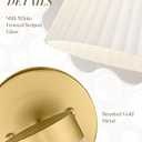 Gold Wall Sconce, HWH Single Wall Light Fixture Brushed Gold Wall Lamp with Frosted Milk White Striped Glass Shade, Modern Indoor Wall Sconce for Kitchen Bedroom Schoolhouse, 5HZG97B BG