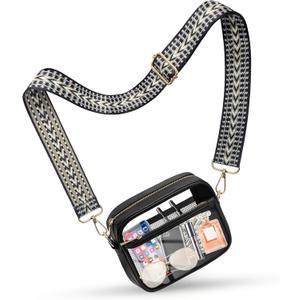 KETIEE Clear Crossbody Bag, Stadium Approved Clear Purse Bag for Concerts Sports Events Festivals (Black)