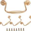 Uxcell 4pcs Bail Pull Handle, 4 Inch Bail Drawer Pull Swing Drawer Pulls, 81mm/3.2 Inch Hole Centers, for Wooden Dresser Cupboard Champagne Gold