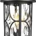 zeyu 17 Inch Black Outdoor Post Lights, Modern Exterior Pole Light, Lamp Posts Outdoor Lighting for Garden Patio, Die-Cast Aluminum with Clear Water Ripple Glass, ZX48MP-WG BK