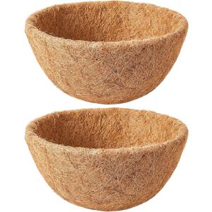 2 Pack 12 Inch Coco Liners for Hanging Baskets - Natural Hanging Basket Liners Coconut Liners for Planters Coconut Fiber Planter Liner for Wire Baskets and Flowers Outdoor Garden Decor