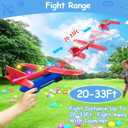 2 Launcher - 4 Pack 14.5" Lighted Easter Airplane Launcher Toys for Boys Kids Gifts Easter Basket Stuffers Essential, LED Foam Glider Catapult Plane Flying Toy for Kids Party Favors Outdoor Games