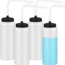 Domensi 4 Pack 1 Liter Hockey Sports Water Bottle with Long Straw BPA Free Easy Squeeze Plastic Bottle for Helmet Sport Football Lacrosse Baseball Gym Yoga(Translucent,Classic)
