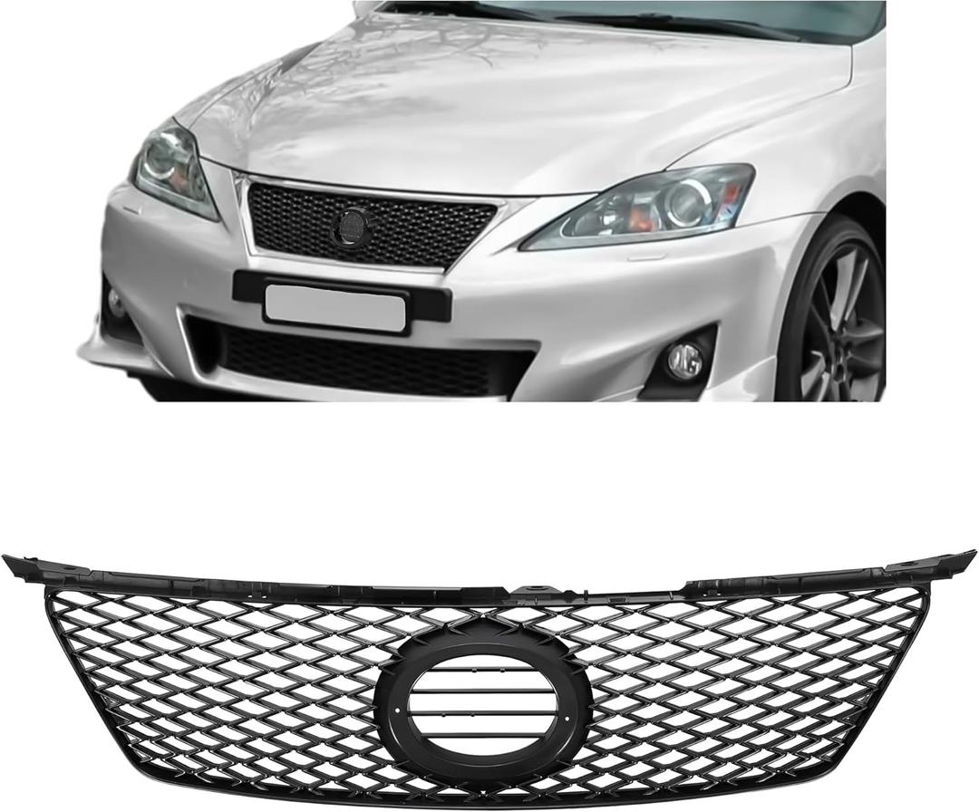 HECASA Front Grill Compatible with 2006 2007 2008 Lexus IS250 IS350 5311153140 Front Bumper Mesh Grille Assembly Black