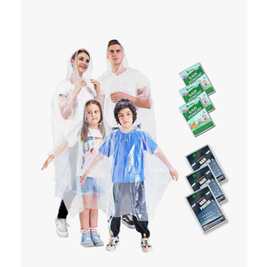 Disposable Rain Ponchos for Kid And Adults, Family 6 Pack Extra Thicker Emergency Ponchos