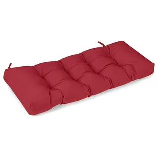 Bench Cushion, Waterproof Tufted Memory Foam Cushion with Non-Slip Ties, Bench Cushions for Outdoor/Indoor (Red, 48x18x4in)
