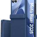 Vihibii for Motorola Razr 2025 Case with Hinge Protection & Outer Screen Protector, Slim Non-Slip Durable Rugged Drop Proof Shockproof Full Body Protective Phone Cover Case for Moto Razr 5G 2025, Blue