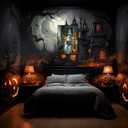 Trendy Halloween Bathroom Ghost Wall Art Ghost On Toilet Reading Newspaper Canvas Posters Goth Dark Academia Horror Prints Painting For Living Room Bedroom Wall Decor 16x24in Unframed (16L" x 24W")