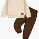 CRISONE Toddler Boys Clothes Solid Color Ribbed Long Sleeve Sweatshirt and Pants 2 Piece Fall Winter Outfits Set, 4-5 T