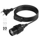 DiCUNO E26 Hanging Lantern Extension Cord Cable, Light Socket On Off Inline Cord Switch Control Lamp, 6.6 Feet (2M), Black, 1-Pack