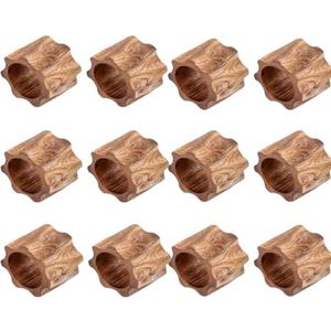 SHAFA IMPEX Classic Handmade Napkin Rings Set, Dining Table Holders for Everyday, Holiday, Christmas, Thanksgiving, Farmhouse Decor (Mongo Wood, Set of 12.)