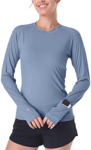 Womens Long Sleeve Sun Shirt Lightweight Uv Blocking Rash Guard Sunscreen Top SPF Protection Upf50+ Clothing with Thumb Hole M