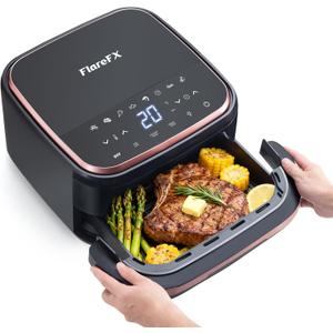 4.5QT Air Fryer Pizza Oven with 11 Presets, Air Fryers with Dual Heating & 360 Airflow | Viewing Window | Touch Display, Nonstick Airfryer for Roast, Bake, Dehydrate, Microwave, Reheat & More