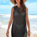 ANRABESS Womens Swimsuit Cover Up Sleeveless Knit 2026 Summer Outfits Swimwear Bathing Suit Coverup Crochet Beach Dress (Black, S)