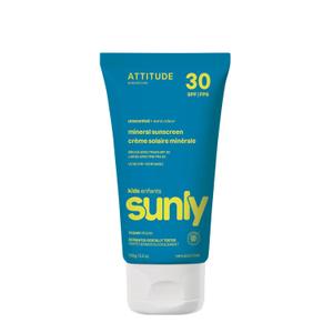 ATTITUDE Mineral Sunscreen for Baby and Kids, EWG Verified, Broad Spectrum UVA/UVB, Dermatologically Tested, Plant and Mineral-Based Formula, Vegan, SPF 30, Unscented, 5.2 Oz (5.2 Ounce (Pack of 1))