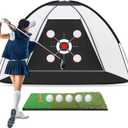 Golf Net, 10x7FT with Golf Practice Mat, Hitting Aid Nets for Backyard Driving Chipping Training Swing with Targets Outdoor or Indoor Gifts for Men/Dad/Him