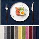 Blue Forest Placemats Set of 4, Dual-Layered Thickened Faux Linen Cloth Place Mats Heat Resistant Machine Washable Wrinkle Free Table Mats Indoor/Outdoor (Navy Blue)