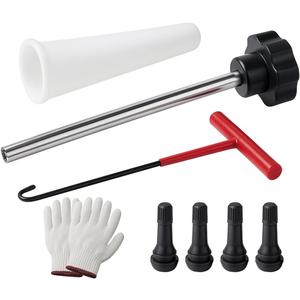 Car Tire Valve Quick Change Tool Kit, 7PCS Tyre Valve Stem Core Replacement Set Includes 4PCS TR413 Valve Stems, Replacing Leaky Valves Stem Installation Tool, Universal Fit