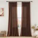 Aersas Rustic Brown Pinch Pleated Linen Curtains 108 Inch Length 2 Panels for Living Room Bedroom Semi Sheer Window Curtain Boho Neutral Back Tab Pinch Pleat Drape with Hooks 40x108