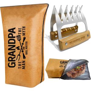 3 x Gifts for Grandpa, Christmas Grandpa Gifts from Grandkids BBQ Blanket with Meat Claws, Meat Resting Bag for BBQ Smoking, Meat Shredder Claws Grill Accessories for Outdoor Grill on Birthday