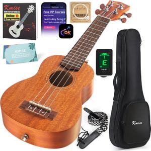 Kmise Professional Ukulele for Adult Beginner, Free Online Lesson 21 inch Soprano Mahogany Ukelele with Kids Ukele Bundle Starter Kit Gig Bag Case, Strap, Tuner, Nylon Strings, Book, Uke Gift Choice