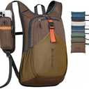 BECOJADDE 15L Small Hiking Backpack for Men Women Foldable Packable Back Pack Ultralight Hiking Daypack for Travel Camping Outdoor, Chocolate Brown