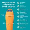 Retrospec Dream 25 Kids Sleeping Bag for Camping - Mummy Style, Water-Resistant, Lightweight 3lbs 3oz, Adjustable Length, Draft Collar, 25F Rating, Day Dreamer