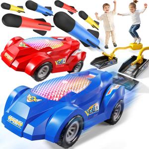 Rocket Toy Car Launcher, 2 Race Car and 6 Foam Rockets, Outdoor Outside Backyard Toys for Boys & Girls, Birthday Gift Toys for Kids Boys Girls Age 3 4 5 6 7 8 Years Old