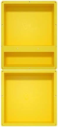 Modern/Contemporary Triple Shower Niche, 16" & 14" Wide, 36" x 16" Shower Cubby, Yellow
