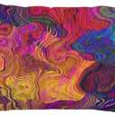 EKOBLA Throw Pillow Cover Abstract Colorful Chaotic Waves Rainbow with Purple Orange Gold Blue Colors Decor Lumbar Pillow Case Cushion for Sofa Couch Bed Standard Queen Size 20x30 Inch (Multi-a66)