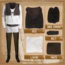 Mens Costume Shirt Vest Pants Outfit Cosplay Movie Halloween Party Costumes Full Set for Adults (White, XL)