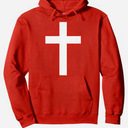 Christian God Jesus Cross White Pullover Hoodie, Red, M