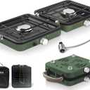 2-Burner Foldable Camping Stove with Griddle and Carrying Bag, Portable Propane Camp Stove with 2 Adjustable Burners & Piezo Ignition for Camping Tailgating Essentials Gear (Green)