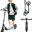 Nattork Kick Scooter for Kids 6+ Years Teens Adults - 220LB Weight Capacity, Front Shock Absorber and Adjustable Handlebar - Smooth Ride with 8" Sturdy Wheels, Ideal for Outdoor Sports (Navy Blue)