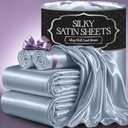 DECOLURE Satin Bed Sheets - 4 Piece Luxury Silky King Size Bedding Set - Softer Than Silk, Wrinkle-Free with 15 Deep Pocket Fitted Sheet, Perfect for Hair & Skin, Gifts for Women (Baby Blue)