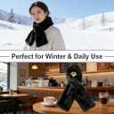 Faux-Fur Pull Through Scarf With Hidden Zipper Pocket for Women, Fur Neck Collar Scarf Cozy Wrap Secure Concealed Storage (Black)