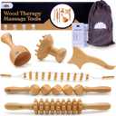 Wood Therapy Massage Tools 6-in-1, Lymphatic Drainage Massager, Maderoterapia Kit - Anti Cellulite Complete Body Sculpting Tools for Total Relaxation & Relief - Massager Tool for Anti Aging