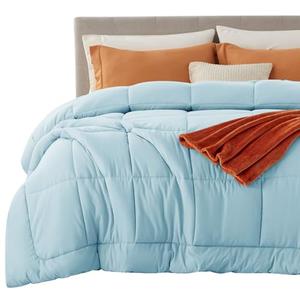 Bedsure Comforter Duvet Insert - Quilted Comforters Cal King Size, All Season Duvet, GentleSoft Down Alternative Bedding, with 8 Tabs, Gifts for Women/Men, Light Spa Blue, California King 96x102Inche