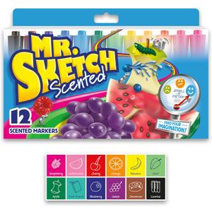Mr. Sketch Scented Markers, Chisel Tip, Assorted Colors, 12 Count