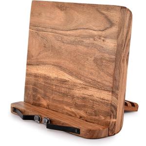 NIRMAN Acacia Wood Book Stand Adjustable Angle Reading Book Holder for Textbook, Receipe, Music Books, Tablet for Home Office Kitchen Lightweight Bookstand (11" x 9" x 1.5")