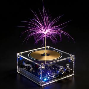 10 Cm Solid State Music Tesla Coil Artificial Lightning Desktop Toy For unisex-adult Electric Power Wireless Transmission Model Science Experiment Tool