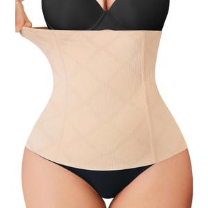 Nebility Womens' Waist Trainer Tummy Control Waist Cincher Slim Body Shaper (Small, Beige Without Hook)