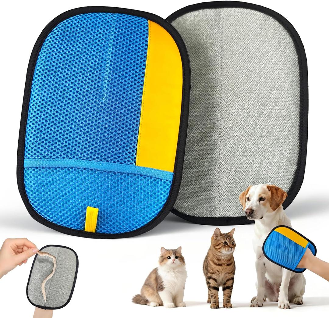 2 x Pet Hair Removal Glove, Magic Brush Electrostatic Mitt, Pet Hair Remover Tool for Dog & Cat, Reusable Pet Hair Gloves Pet Grooming Needs, Fur Remover for Couch, Clothing, Carpet & Car Seat