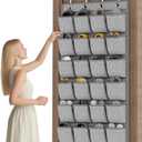 homyfort Over the Door Shoe Organizer,Hanging Shoe Rack Storage Holder with 24 Extra Large Fabric Pockets for Closet,Men Sneakers,Women High Heeled Shoes,Slippers,Grey 61.4''x22'' (Linen-like Grey)