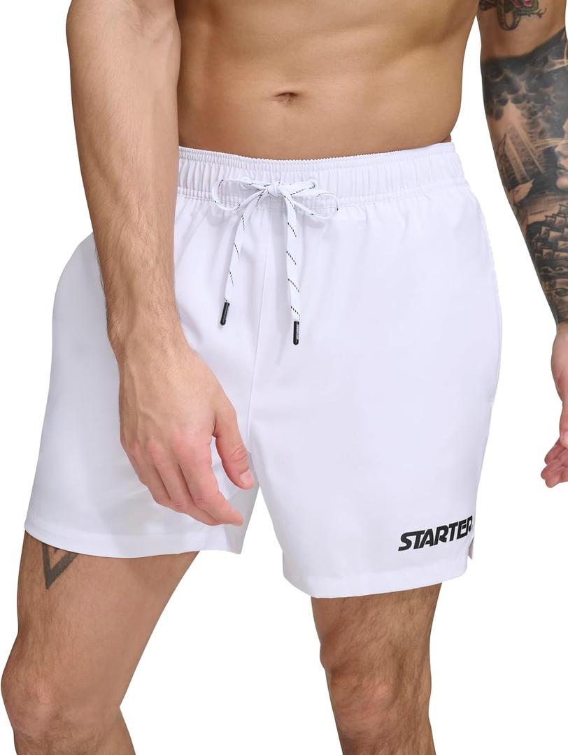 Starter Men's Quick Dry Stretch Volley Swim Trunk (White, S)