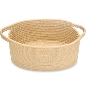 ABenkle Small Basket with Handles - Decorative Durable Rope Woven Storage Bin Shelf Storage Organizer Cube, Easter Baby Gift Basket, 12"x8"x5"
