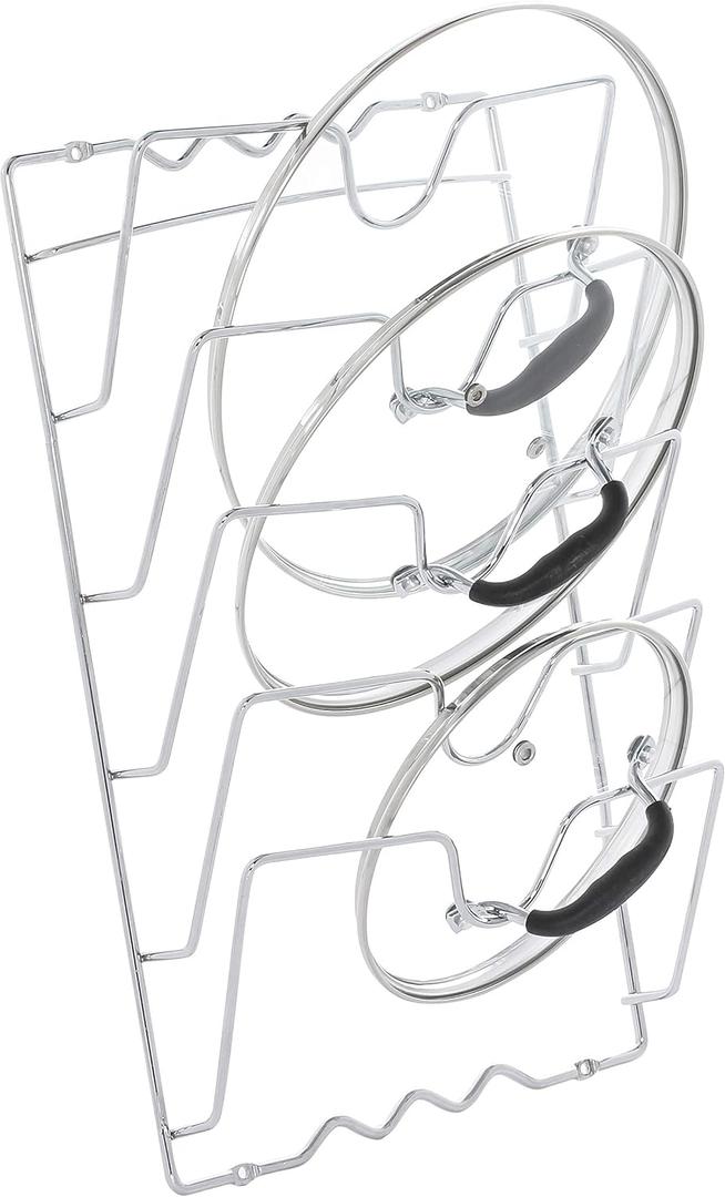 W Home Wall/Door Mounted Pot Lids Rack Chrome 